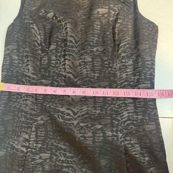 Michael Kors Size 6 Black Brown Animal Print Shiny Sleeveless Shift Dress Lined - Picture 11 of 14